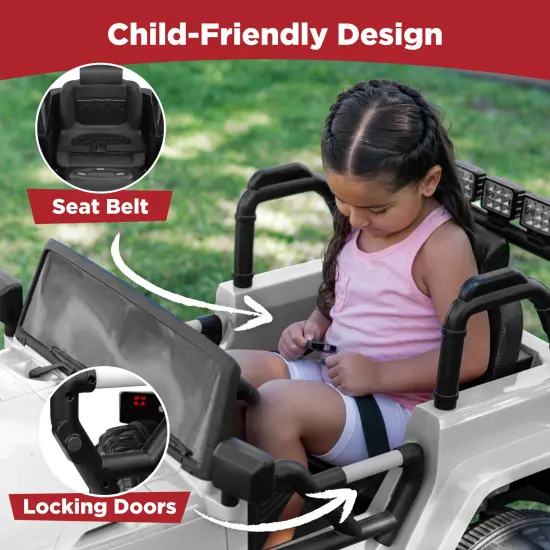 Best Choice Products 12V Kids Ride On Truck Car w/ Remote Control, Spring Suspension, Bluetooth, LED Lights White {5}