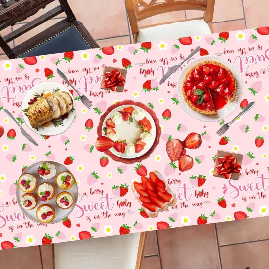 Strawberry Baby Shower Decorations Tablecloth {5}