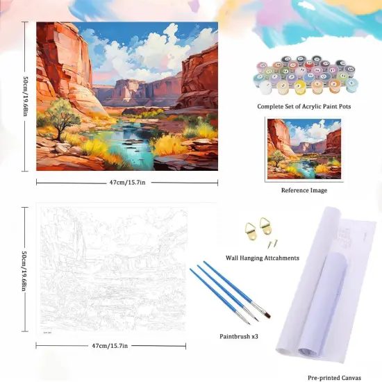 Paint by Numbers for Adults Beginner, Grand Canyon Acrylic Easy Suitable for Home Wall Decoration Flameless 16x20 Inch {5}