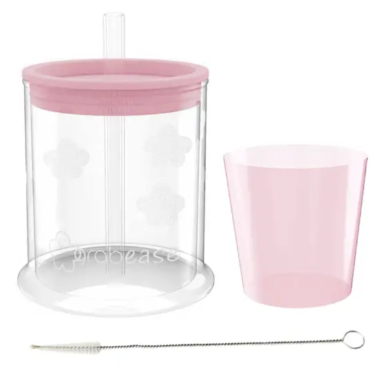 Grabease Sippy Cup Transition Sippy Cups for Baby Toddler Sippy Cups Baby Feeding, BPA-Free & Phthalate-Free for Baby & Toddler, 4-oz, Blush Pink {1}