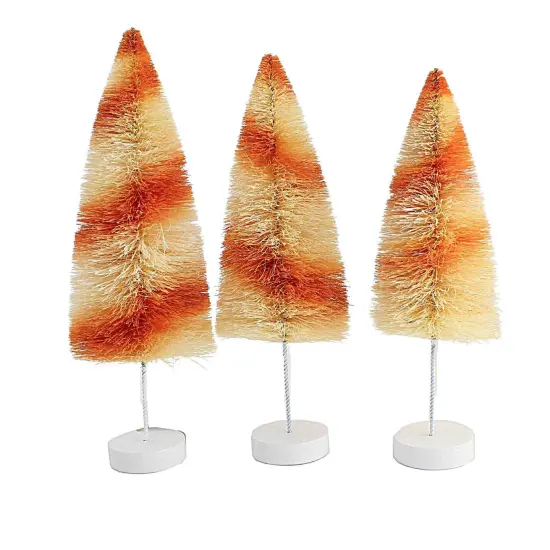 Bethany Lowe 12.0 Inch Orange Stripes Delight Trees Halloween Decorative Tree Set , Halloween Decor Bottle Brush Trees {2}