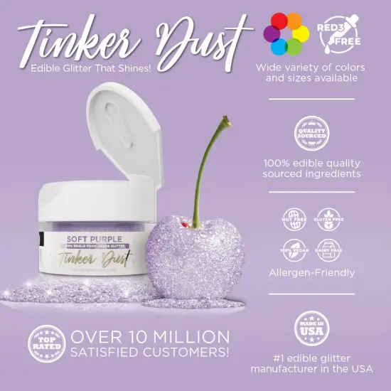 Bakell - Soft Purple Tinker Dust Edible Glitter (5g, 1x Jar) for Food, Desserts, and Beverages! {2}