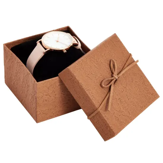 6 Pack Small Gift Boxes with Lids and Velvet Pillow for Jewelry, Presents, Bracelets, Necklaces (3.5 x 3.5 in) Brown {4}