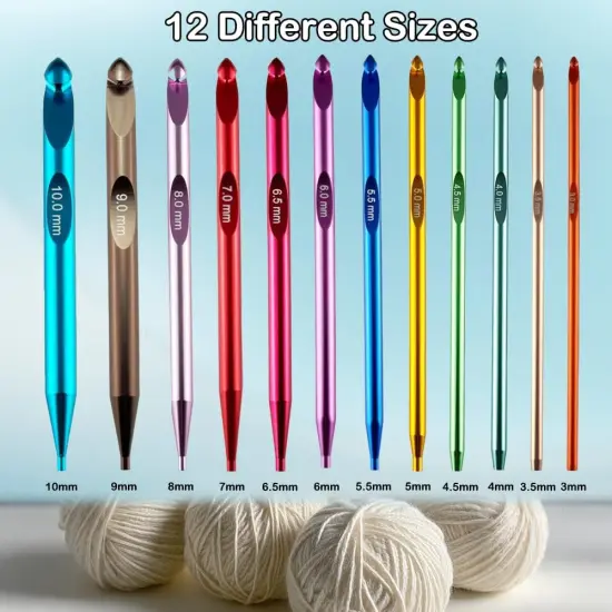 Tunisian Crochet Hooks Set with Cable,Long Aluminum Crochet Hooks 3mm-10mm Interchangeable Crochet Needles with Cord {3}