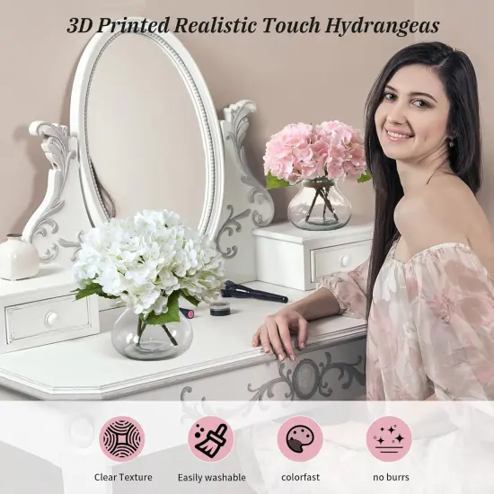 Hydrangea Artificial Flowers with Vase,White Real Touch Hydrangea Flowers with Butterfly,Faux Hydrangea Flowers for Floral Centerpieces for Tables,Home Decor,Wedding Decor,Coffee Table Decor {3}