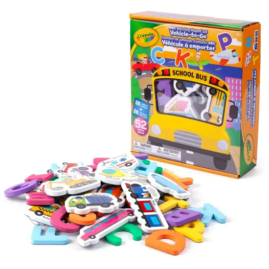 Crayola: ABC Matching Magnet Set &ndash; Vehicle-To-Go - 52pc Alphabet & Image Foam Magnets, Classroom & Home Education, Spelling-Learning, Toddler Kids 3+ {1}
