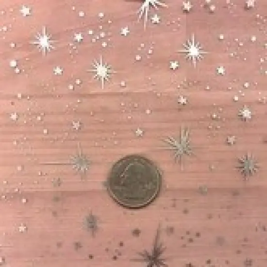 1 Yard Foil Star Organza Fabric Sheer Silver Stars Lightweight Polyester 58/59 inches wide Light Gray {7}
