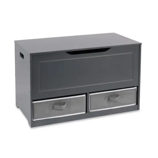 Badger Basket Up and Down Toy and Storage Box and Bench with Two Baskets - Charcoal {1}