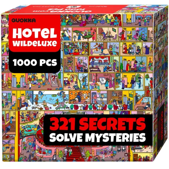 QUOKKA 1000 Piece Puzzle for Adults and Teens – Hotel Wildeluxe Adult Jigsaw Puzzles with Hidden Secrets & Audio Story {1}