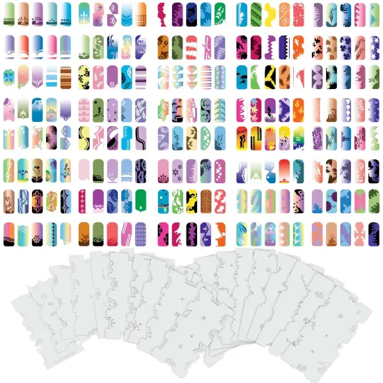 Airbrush Nail Stencils - Nail Art Stencils Set #5: 260 Unique Designs from 20 Individual Templates {1}