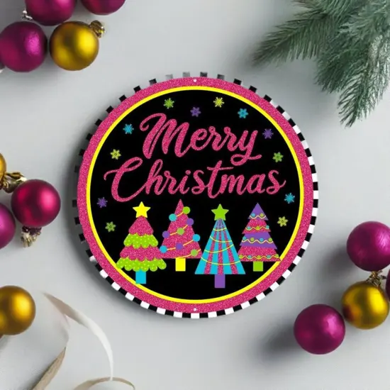 12" Metal Sign: Merry Bright Christmas {5}