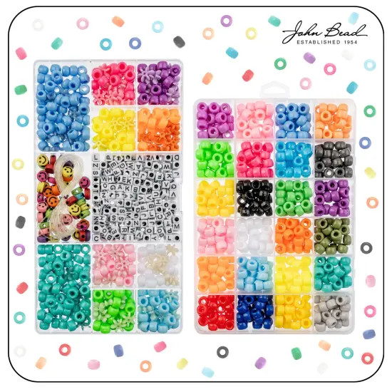 John Bead 600-Piece Assorted Plastic Alphabet Pony Beads Jewelry Making Beads Box {5}