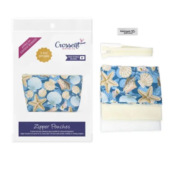 Crosscut Sewing Co.&reg; Zipper Pouch Sewing Project Kit for Beginners with Fabric, Instructions and Video Shells {1}