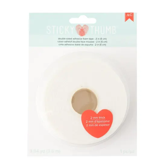 Sticky Thumb Double-Sided Foam Tape 3.94 Yards-White, 2"X2mm - 1 Roll 60000303 By American Crafts {1}