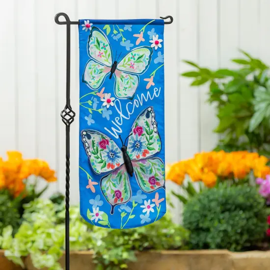 Fluttering Butterfly 2 Sided Long Garden Flag {2}