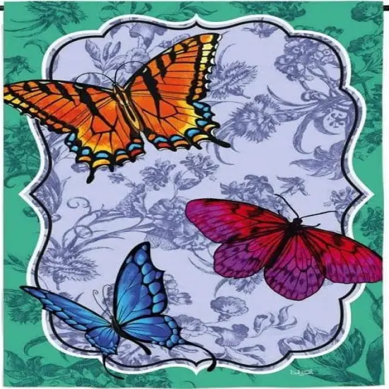 Butterfly Toile Garden Flag 2 Sided Monarch {1}