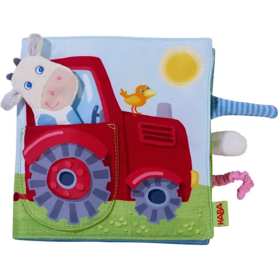 HABA Busy Book for Babies 6-12 months, Farm Fabric Book with Finger Puppet for Babies, Sensory Book for 6-12 Months Multicolor {6}