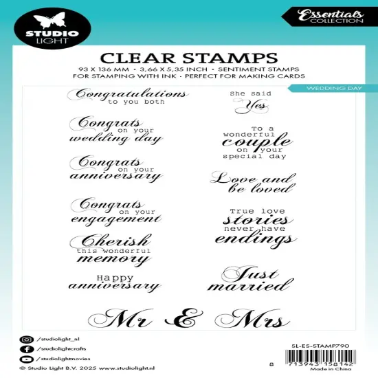 Studio Light Essentials Clear Stamps 18/Pkg-Nr. 790 Trouwdag {2}