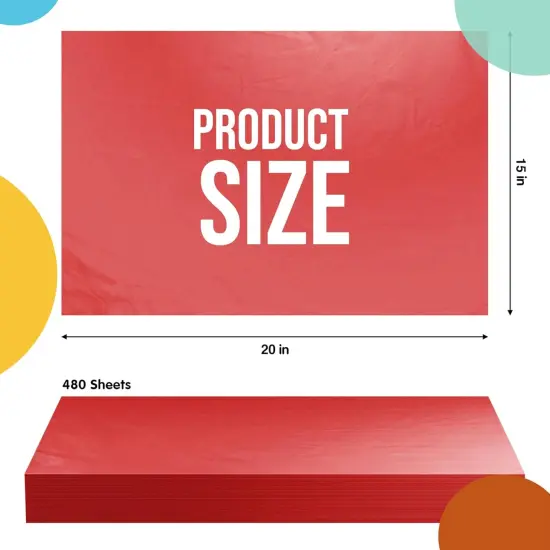 Tissue Paper for Gift Bags - 15" x 20"Bulk Tissue Paper Dark Blue 480 Sheets - 10lb Newsprint for Packing, Birthday Gift Box Filler, Packing Supplies for Moving SuppliesRed {2}