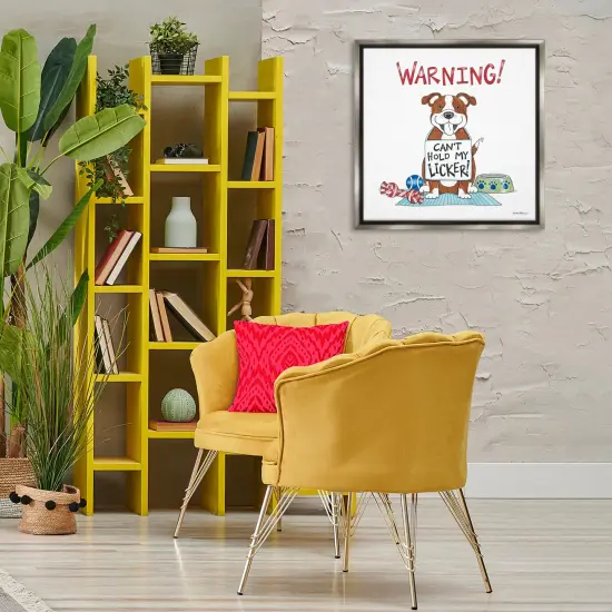 Stupell Industries Funny Can't Hold Licker Dog Framed Floater Canvas Wall Art Design by Deb Strain {2}
