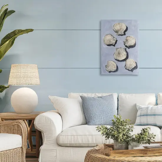 Stupell Industries Embellished Seashells Over Blue Canvas, design by Michael Willett {2}