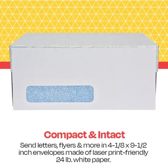 School Smart Kwik-Tak Security Window Envelope, No. 10, White, Box of 500 {6}