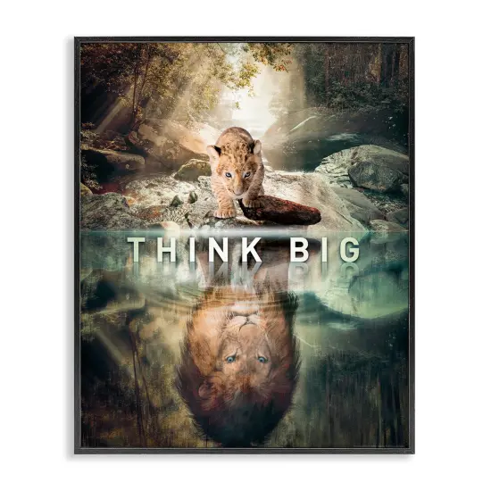 Stupell Industries Think Big Lion & Cub Framed Giclee Wall Art Design by Reinders {1}