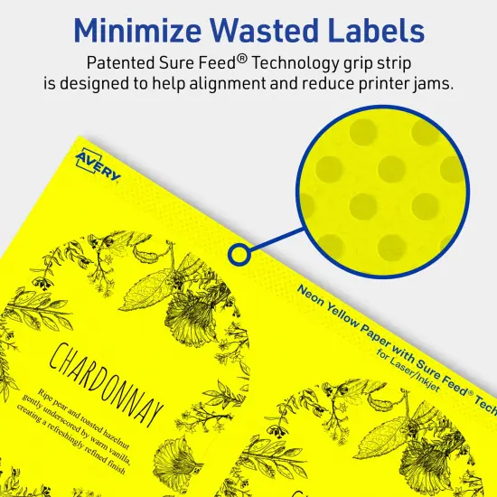 Avery Neon Yellow Paper Labels, 4.75" x 3.5" Arched {4}