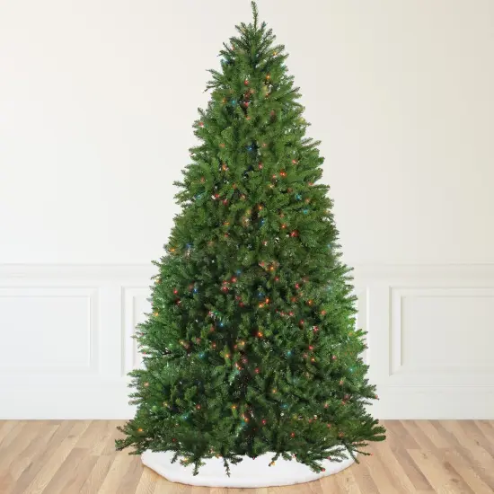 Northlight 12' Pre-Lit Rockwood Pine Artificial Christmas Tree, Multi LED Lights Green {1}
