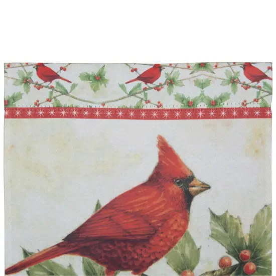 Northlight Cardinal on Holly and Berry Branch "Welcome" Christmas Outdoor House Flag - 28" x 40" Beige {6}