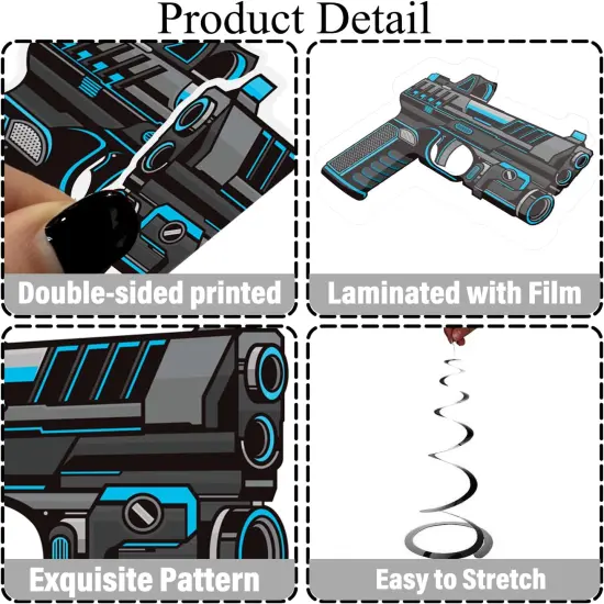 Gun Hanging Swirls Gun Pistol Party Hanging Decorations 20PCS Gun Shooting Ceiling Swirls Gun Themed Birthday Party Hanging Streamers for Gun Party Baby Shower Supplies {2}