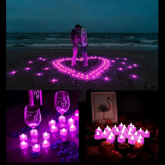 2000PCS Silk Rose Petals with 24 LED Tea Lights Candles, Romantic Night Decoration Set, Romantic Valentine, Wedding Anniversary {3}