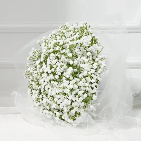 5 Pcs Babys Breath Artificial Flowers, White Long Stem Baby Breath Flowers Artificial Bulk, Real Touch Fake Babys Breath Gypsophila for Wedding Bridal Bouquet Party Arrangements Home Decor {1}