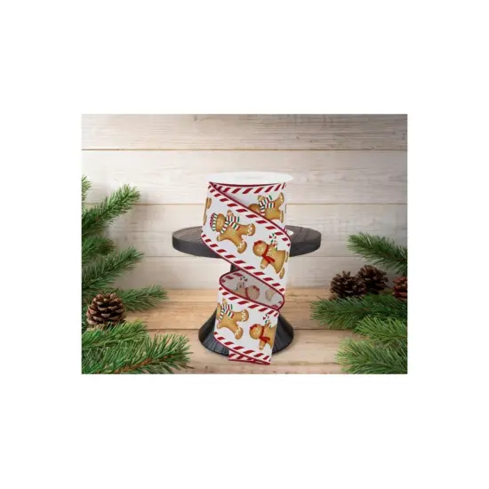 2.5" Gingerbread Boy Girl Ribbon: White (10 Yards) {3}