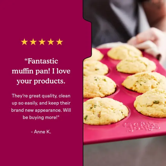 Stud Muffin (Raspberry) | Nonstick 12-Cup Muffin Pan | Dual-Layer Nonstick Coating | Chemical-Free & Nontoxic | Oven-Safe to 450&deg;F | Warp-Resistant & Easy Cleanup {2}