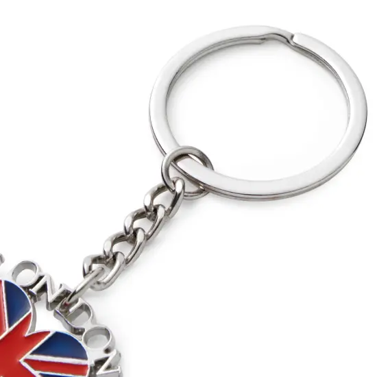 6 Pack London Keychain Souvenir Gifts, London Souvenir Gift, Key Rings with British UK Flag, Phone Booth, Big Ben, Double-Decker Bus, England Red {7}