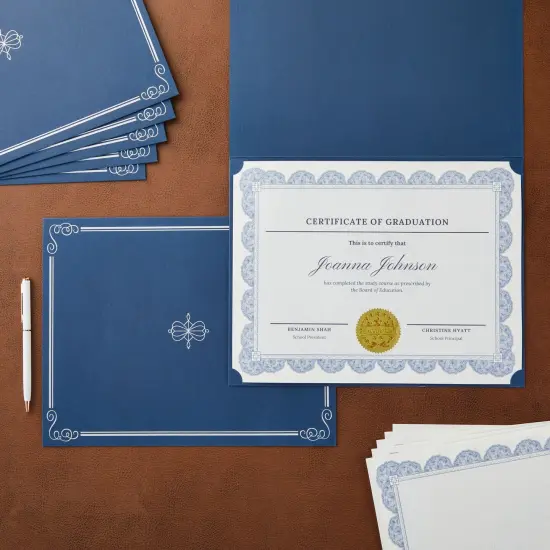 72 Piece Navy Blue Certificate Holders Kit - Includes 24-Pack Covers, Letter-Size Certificate Paper, Gold Foil Seals for Graduation, Student Awards, Employee Recognition {2}