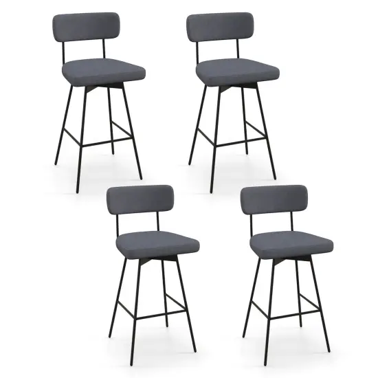 Costway 29" Upholstered Swivel Bar Stool Set of 4 with Padded Seat & Backrest Metal Frame Beige/Gray {7}