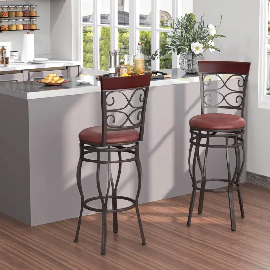 Costway Set of 2 Vintage Bar Stools 30" Swivel Padded Seat Bistro Dining Kitchen Pub Chair {2}
