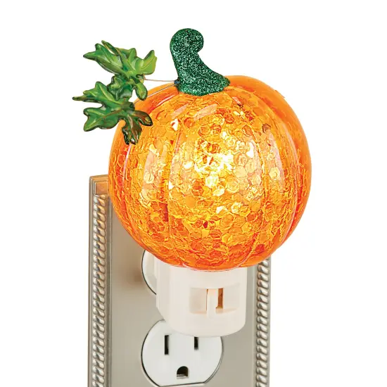 Collections Etc Autumn Pumpkin Glass Plug-In Night Light {2}