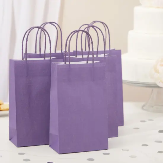 25-Pack Purple Gift Bags with Handles, 5.5x3.2x9-Inch Paper Goodie Bags for Party Favors and Treats, Birthday Party Supplies {3}