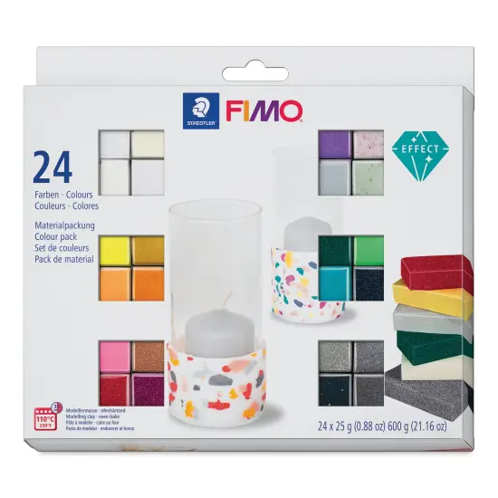 Staedtler Fimo Glitter Effect Polymer Clay - Assorted Colors, Set of 24 {1}
