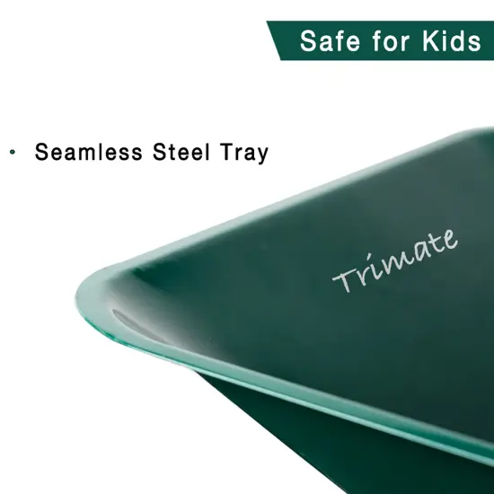 Trimate Metal Wheelbarrow - Hunter Green - Outdoor-Indoor Play Toy, 11x28x15", Dual Wheel, Durable Functional Fun, Garden-Sandbox-Snow, Kids Age 3+ {7}