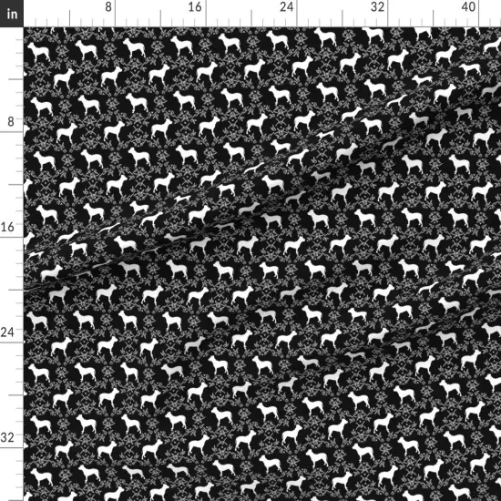 Various Fabrics by the Yard or Fat Quarter Pitbull Floral Silhouette Dog Breed Pattern Black White Pitbulls Dogs Pets Pet Portrait Custom Printed Fabric by Spoonflower {1}