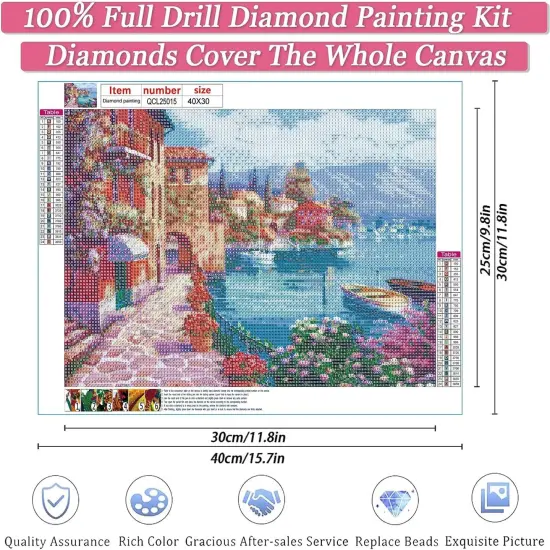 Diamond Painting Kits for Adults, Seaside View Basket 5D Diamond Art Painting by Numbers Kits,DIY Diamond Art Kits {3}