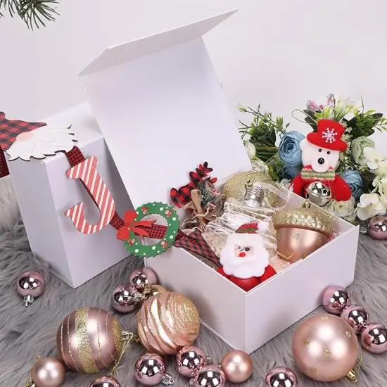 8x8x4 Inches Gift Box with Magnetic Closure Lid, White Magnetic Box for Wedding, Groomsmen Bridesmaid Proposal, Birthdays, Mother's Day, 1 Pack {2}