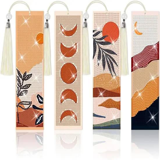 4 Pieces Boho Diamond Painting Bookmarks Kits for DIY Making Beginner {1}