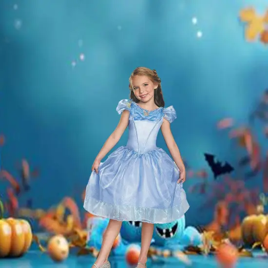 Girls Cinderella Costume Magical Blue Party Dress {2}
