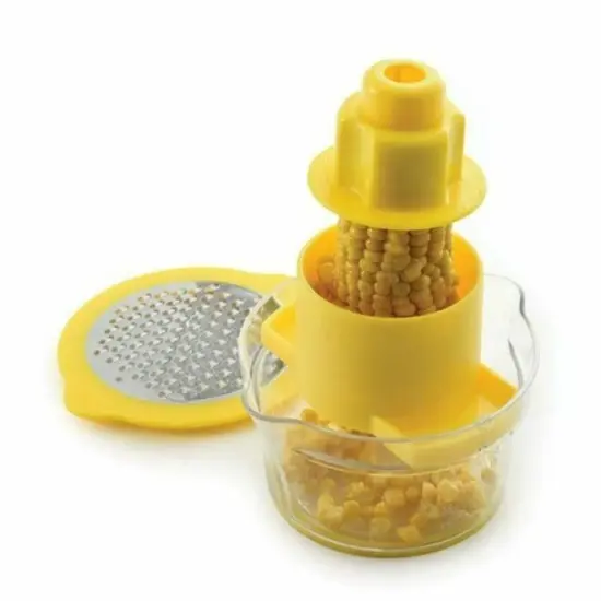 Norpro Corn Cob Stripper / Cheese Grater with Non-Slip Measuring Cup Catch Base {2}