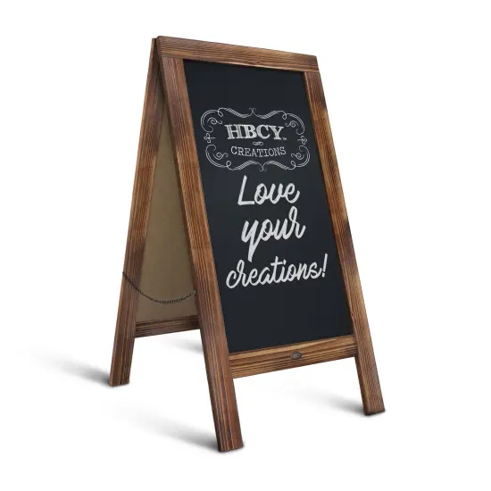 HBCY Creations Magnetic A-Frame Chalkboard Deluxe Set / 8 Chalk Markers + 10 Stencils + 2 Magnets Outdoor Sidewalk Chalkboard Sign / Large 48" x 24" {6}